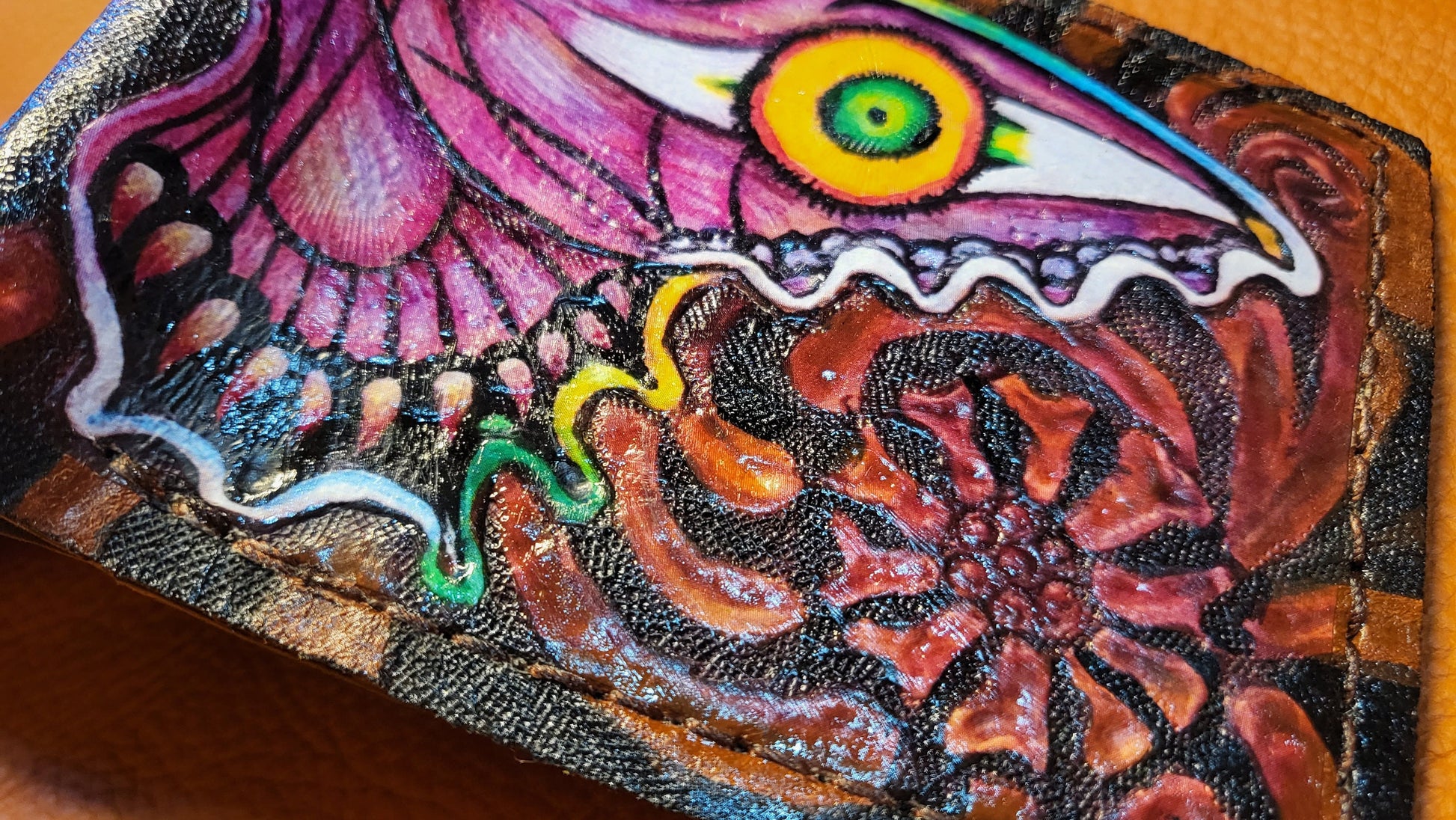 Majoras Ghost Butterfly - Mask leather soft wallet- Leather Bifold Wallet - Handcrafted Legend of Zelda Wallet - Link Wallet