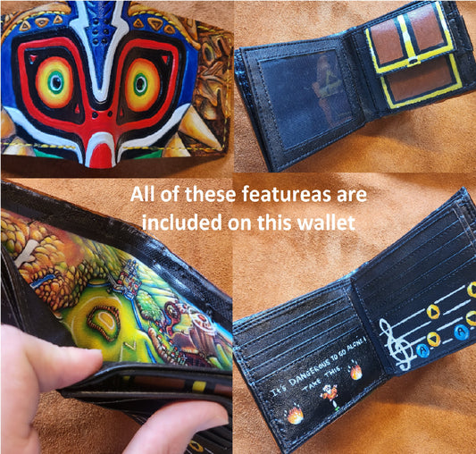 Song of Storms Majoras Mask leather wallet- Treasure chest pouch - Leather Bifold Wallet - Handcrafted Legend of Zelda Wallet - Link Wallet