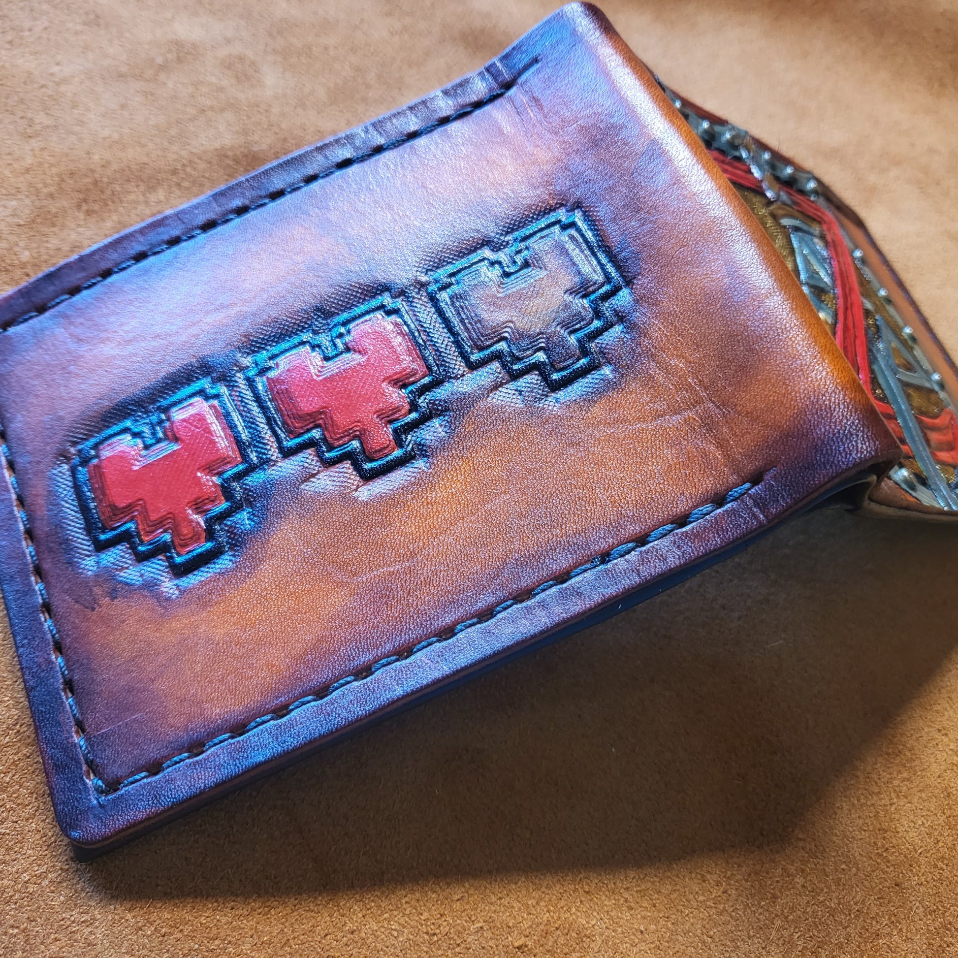 Hyrule Shield and Heart containers leather wallet- Leather Bifold Wallet - Handcrafted Legend of Zelda Wallet - Link Wallet