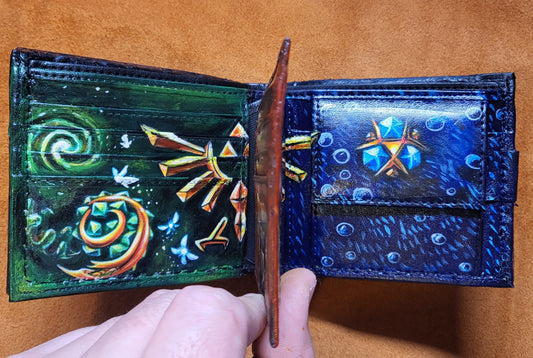 Holy Relics Majoras Mask leather wallet - Leather Bifold Wallet - Handcrafted Legend of Zelda Wallet - Link Wallet