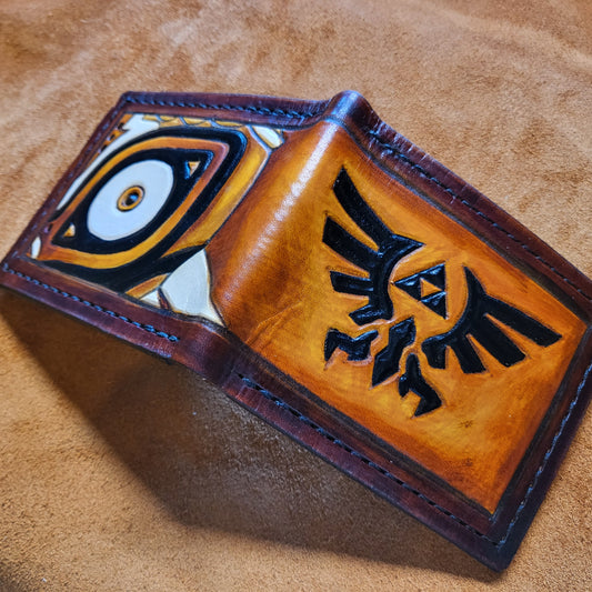 Half Majoras Mask Hyrule - leather wallet- Bifold Wallet - Handcrafted Legend of Zelda Wallet - Link Wallet 2020