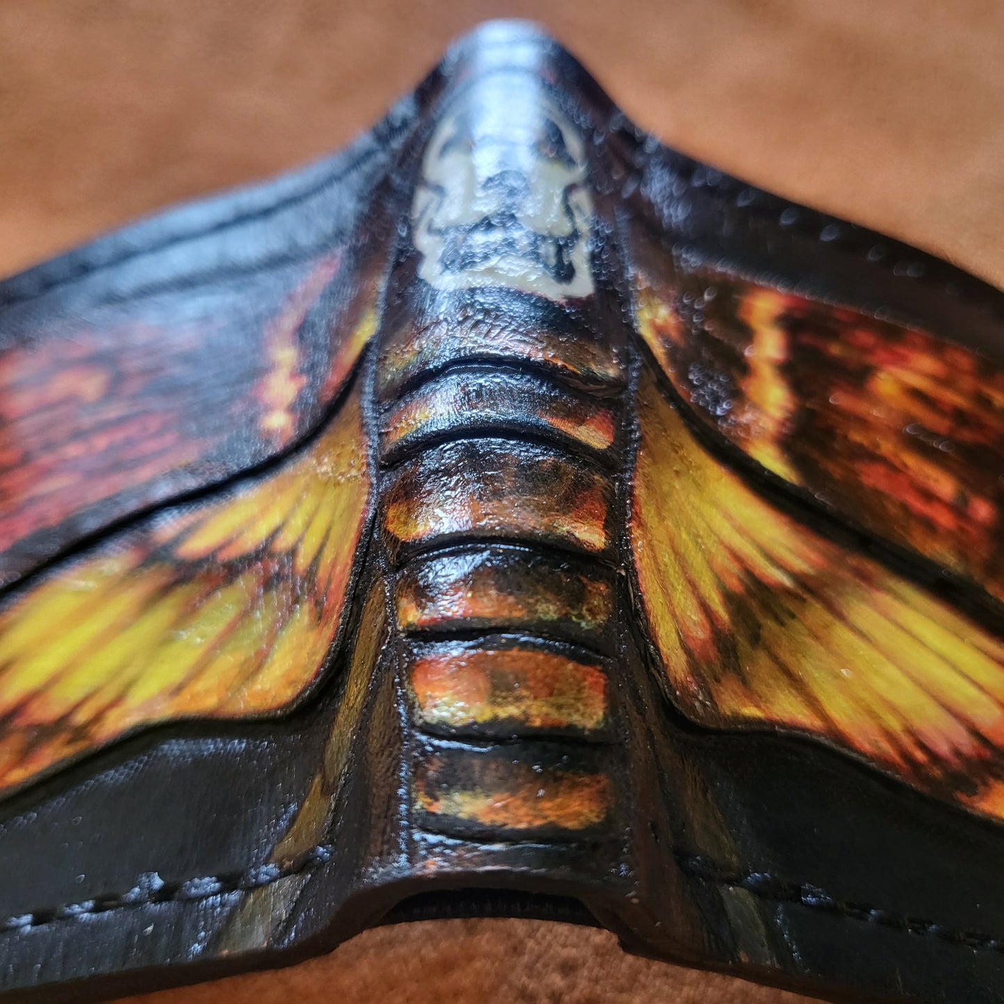 Deaths Head Moth - black version - Leather Bifold Wallet - Handcrafted Wallet -