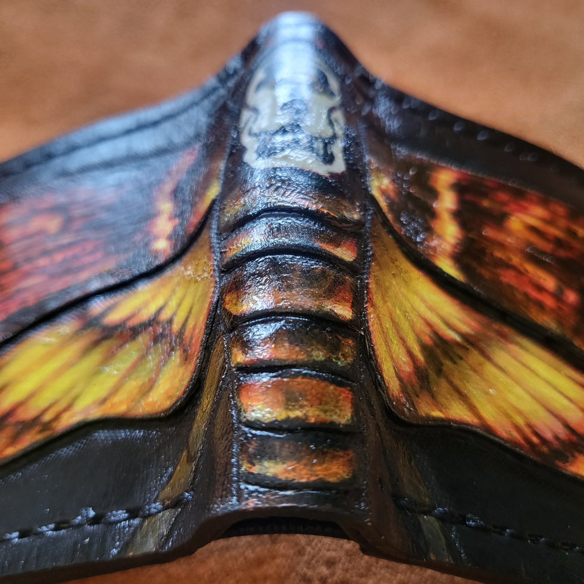 Deaths Head Moth - black version - Leather Bifold Wallet - Handcrafted Wallet -
