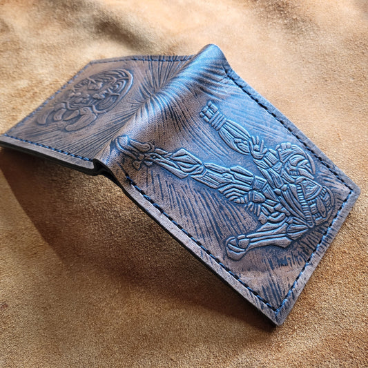 Samus and Metroid - brown version - Leather Bifold Wallet - Handcrafted Wallet -