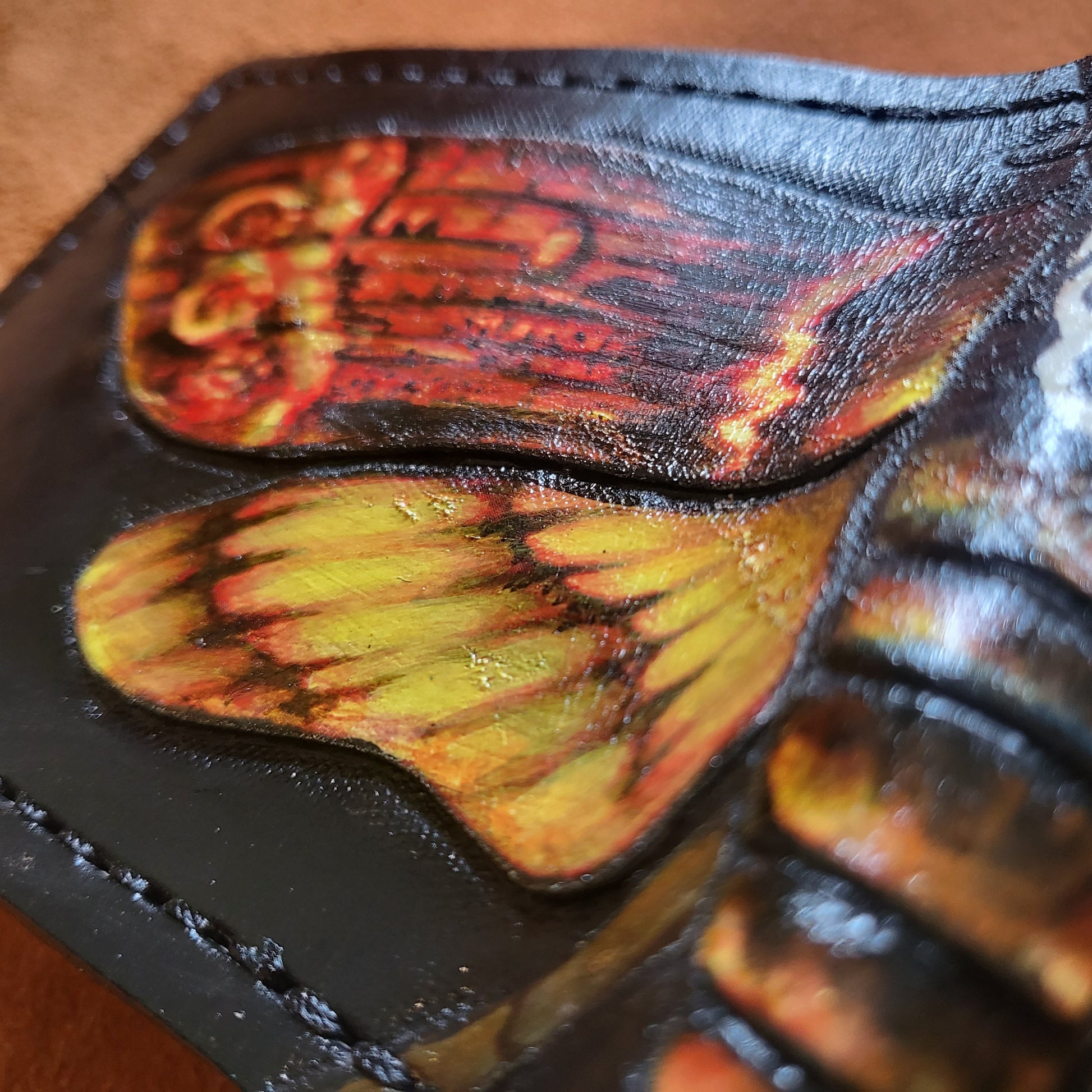 Deaths Head Moth - black version - Leather Bifold Wallet - Handcrafted Wallet -