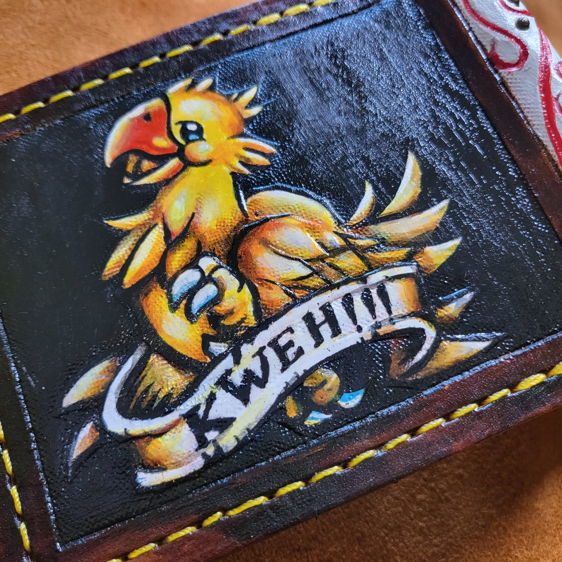 Kweh chocobo's - Leather Bifold Wallet - Handcrafted Final Fantasy inspired Wallet -