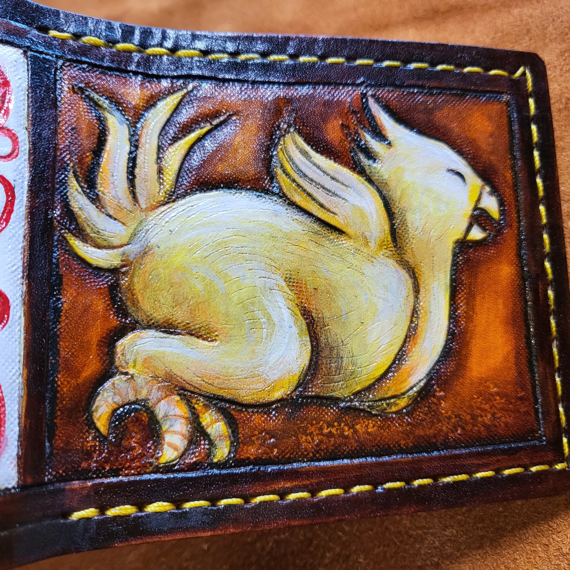Kweh chocobo's - Leather Bifold Wallet - Handcrafted Final Fantasy inspired Wallet -
