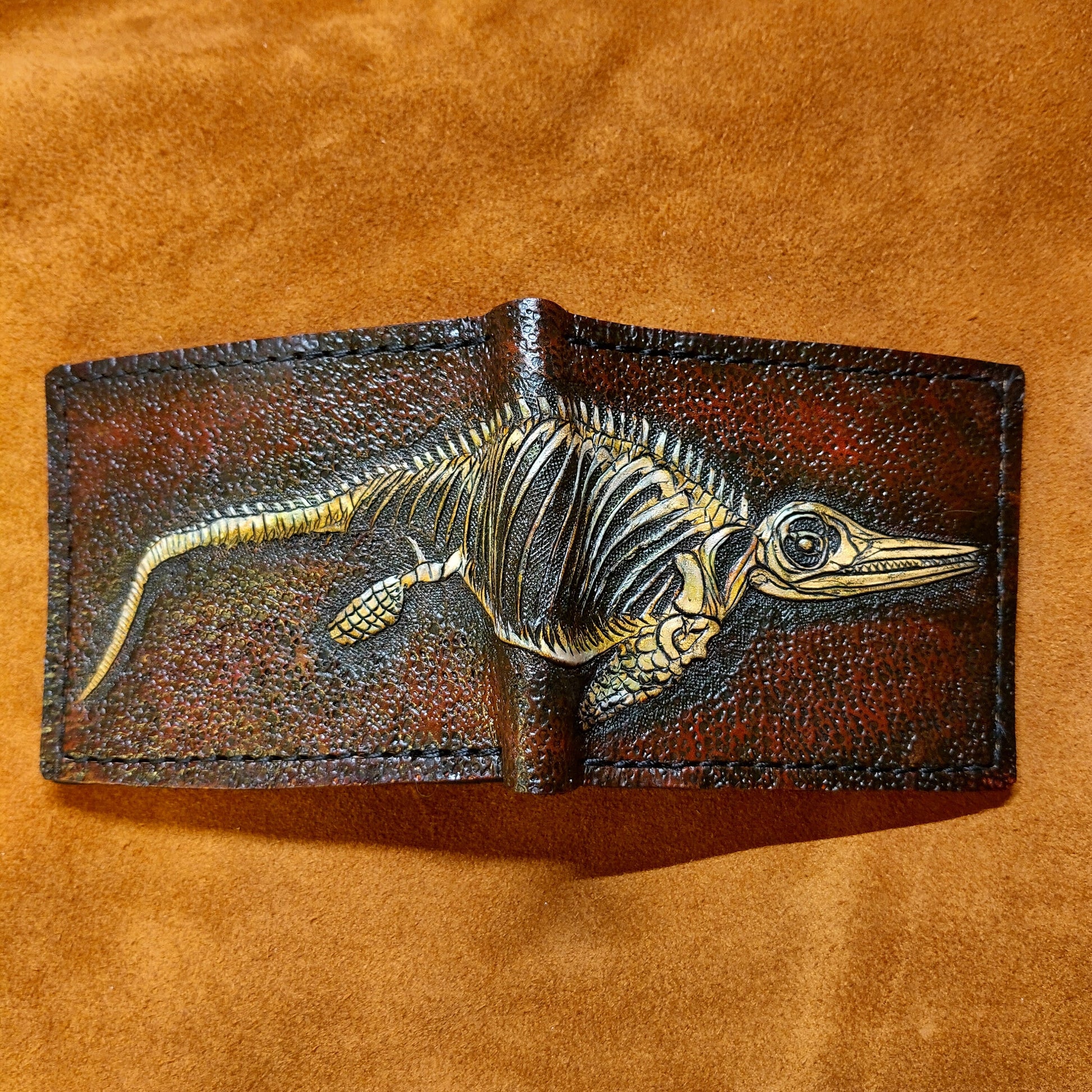 Icthyasaur Fossil - Leather Bifold Wallet -