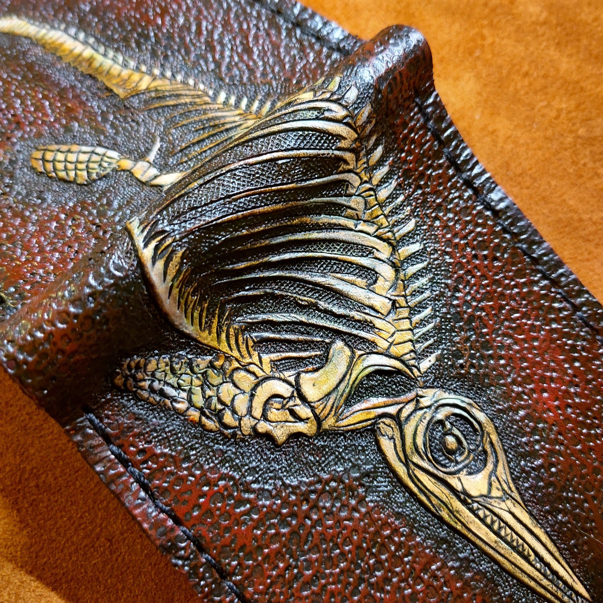 Icthyasaur Fossil - Leather Bifold Wallet -