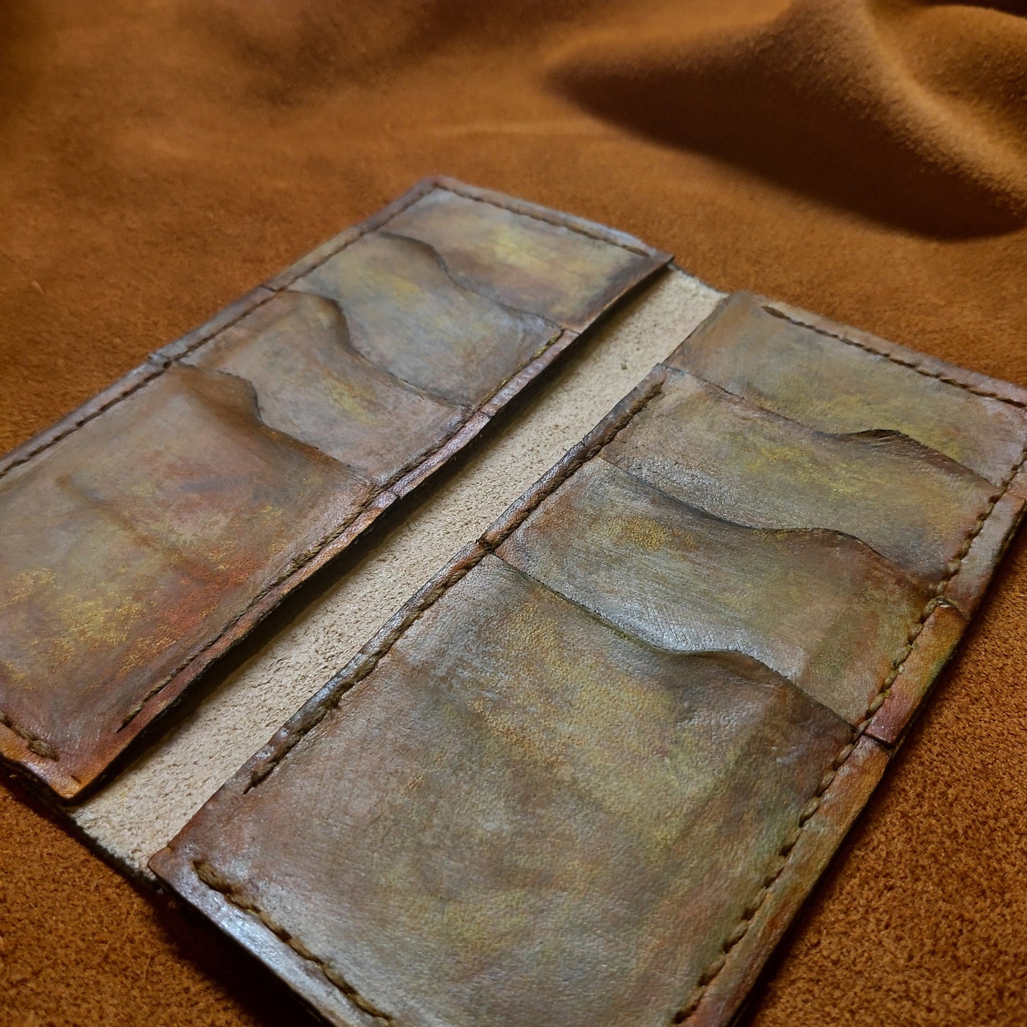 Moon Phases - long version - Leather Bifold Wallet