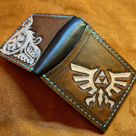 Hyrule Crest leather wallet- filagree version - Leather Bifold Wallet - Handcrafted Legend of Zelda Wallet - Link Wallet