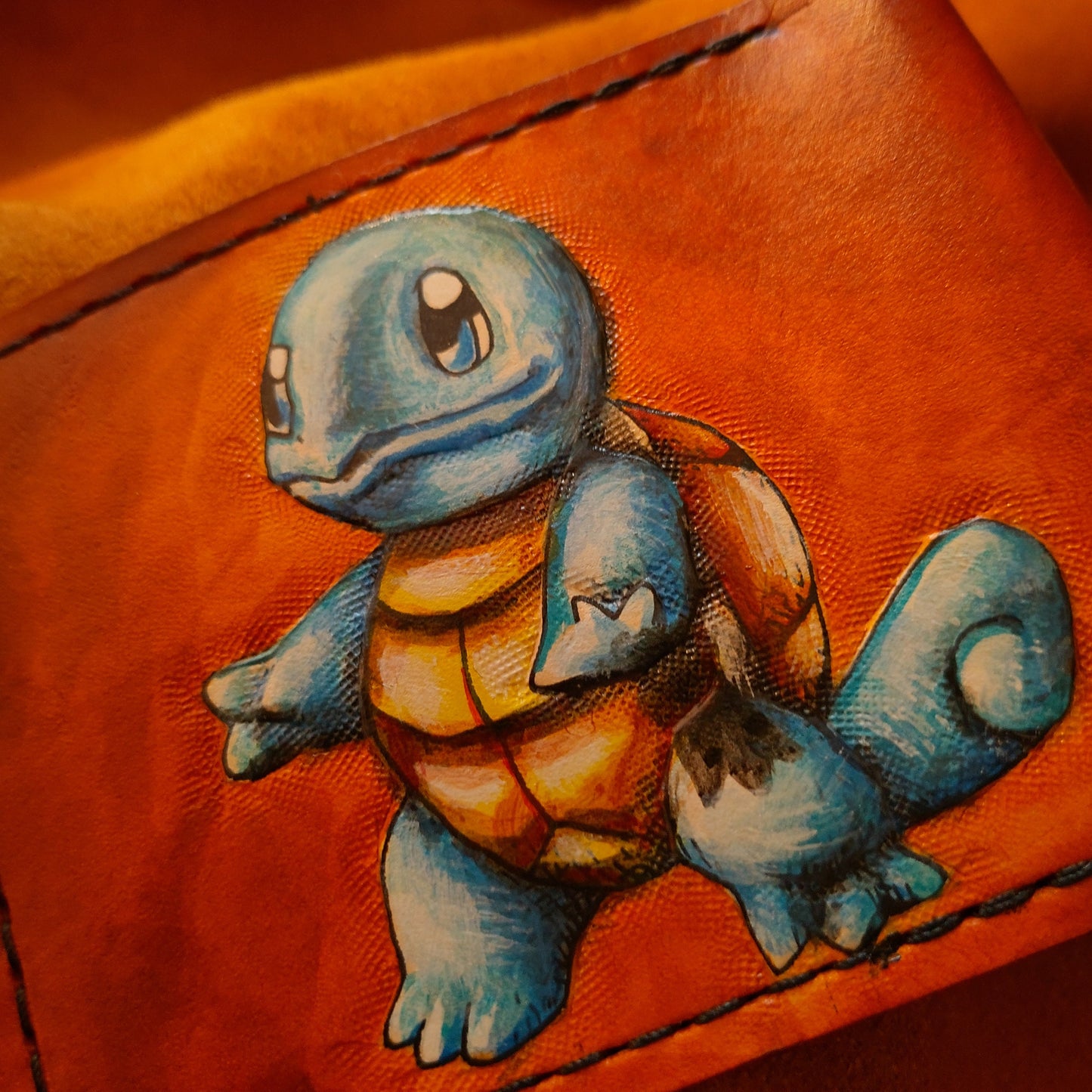 Squirtle and Blastoise - Leather Bifold Wallet - Handcrafted Wallet -