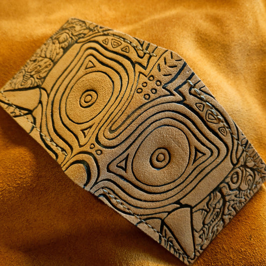 Suede Majoras Mask Leather wallet.