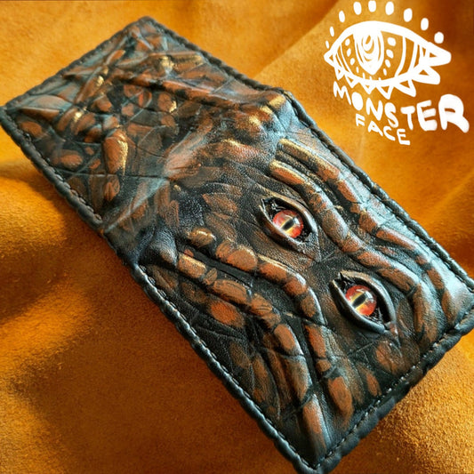 Enderman Eyes bumpy brown version - Necromonicon - demon eyes - Leather wallet.