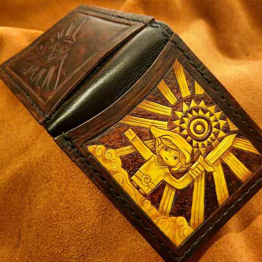 Wind Waker Hyrule Crest leather wallet- Dark Brown and ivory colour - Leather Bifold Wallet - Handcrafted Legend of Zelda Wallet -