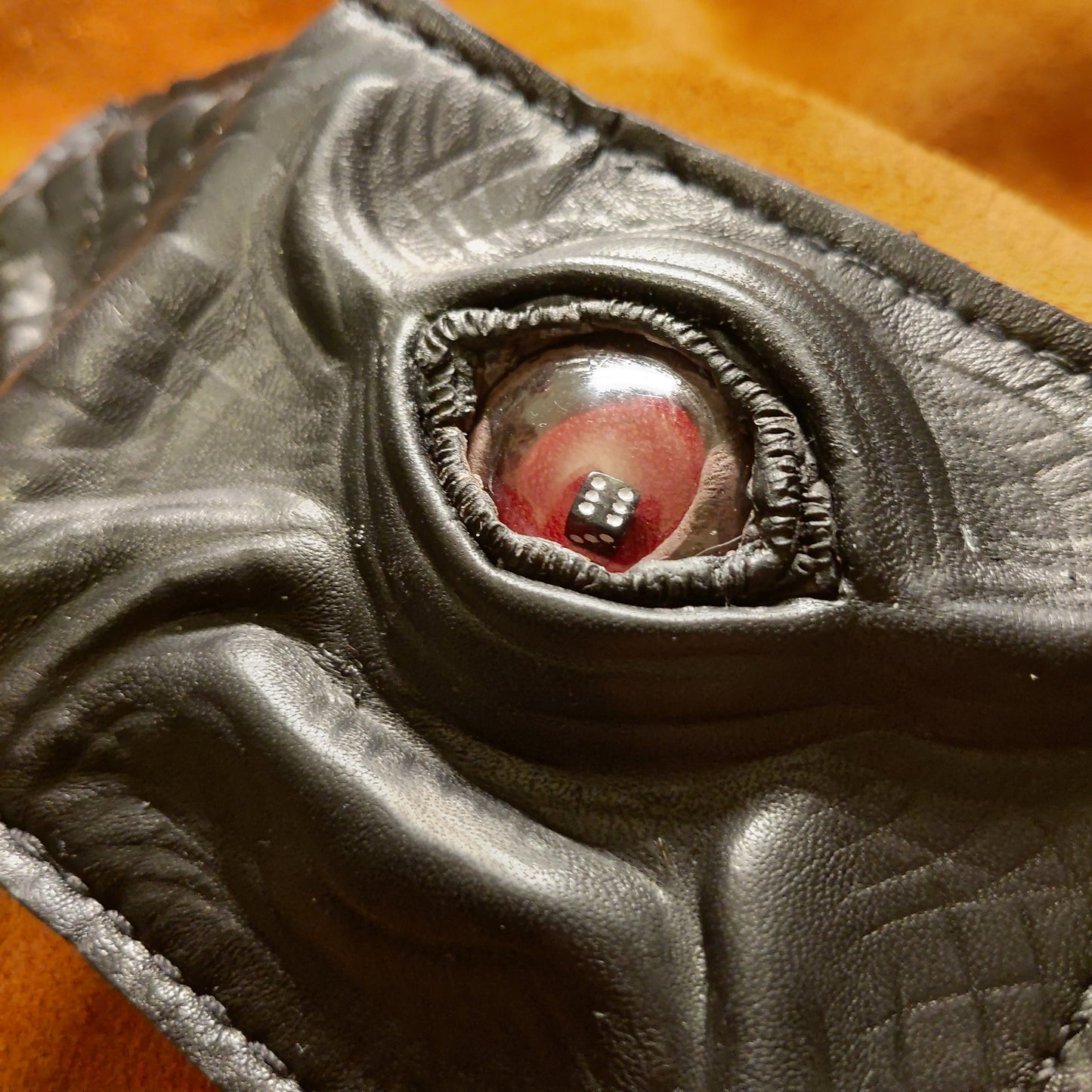 Dice Eye Monster Face - wallet - Necromonicon - demon eyes - Leather wallet.