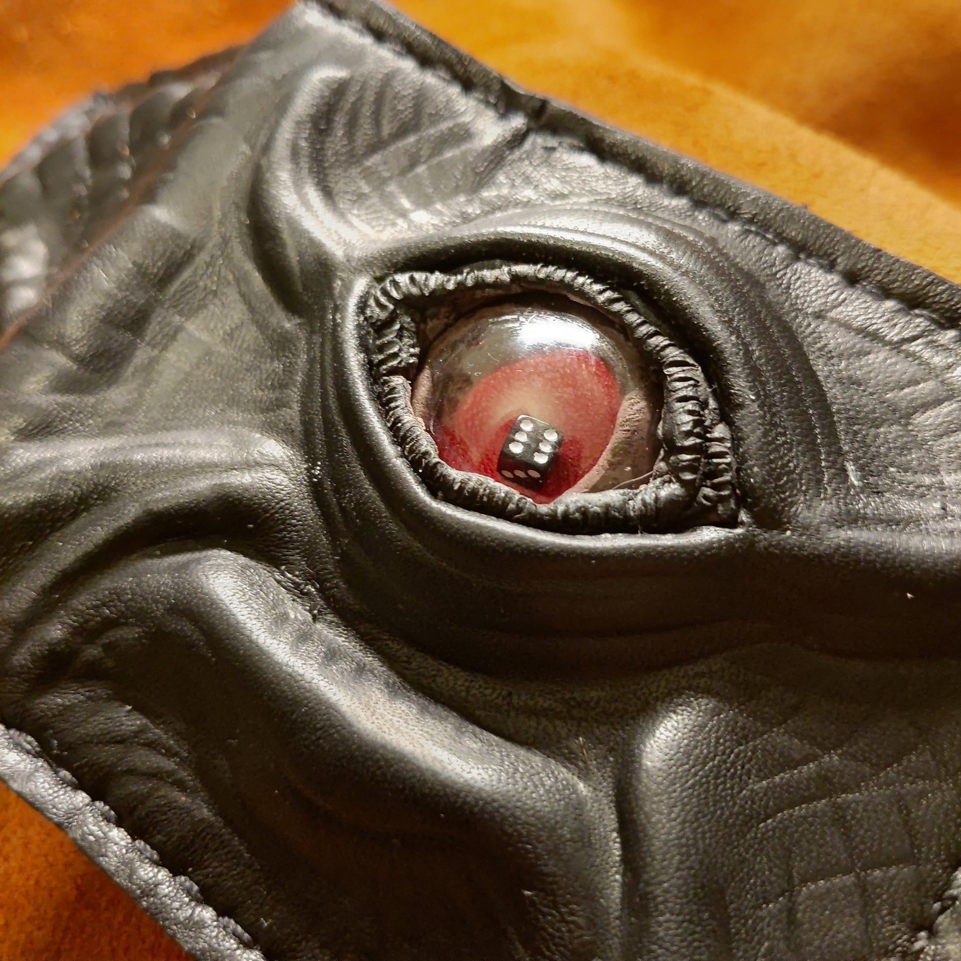 Dice Eye Monster Face - wallet - Necromonicon - demon eyes - Leather wallet.