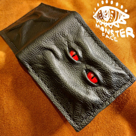 Enderman eyes - Shmuggle face - Necromonicon - demon eyes - Leather wallet.