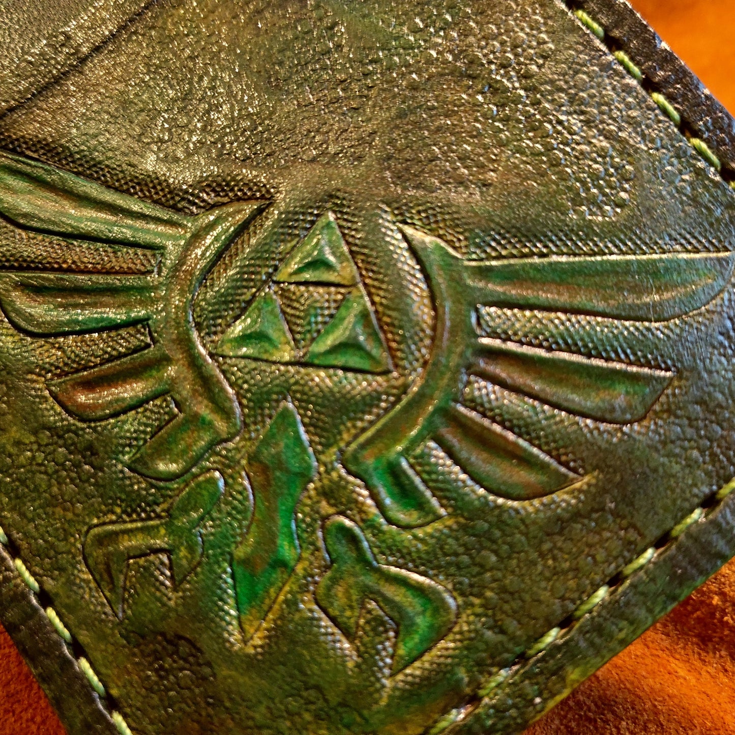 Double Hyrule Crest kokiri green version - Dark Brown version - Leather Bifold Wallet - Handcrafted Legend of Zelda Wallet - Link Wallet