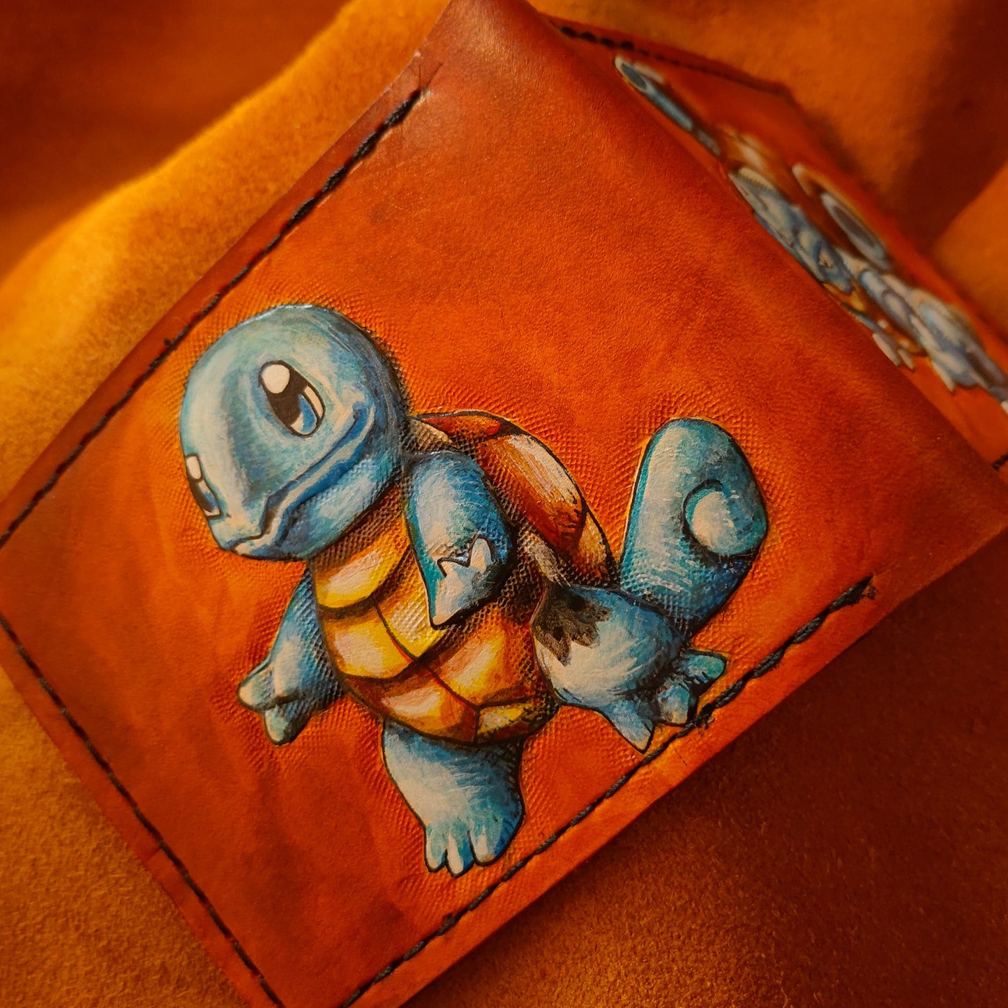 Squirtle and Blastoise - Leather Bifold Wallet - Handcrafted Wallet -