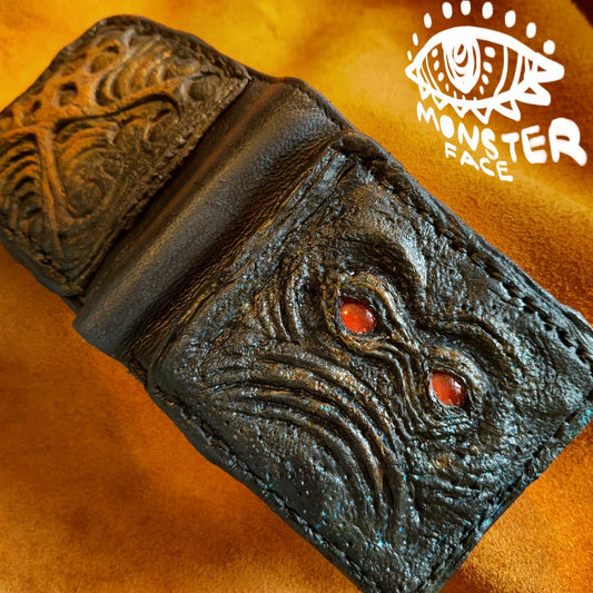 Monster face - Demon red eyes wallet- Necromonicon - Oz - demon eyes - wallet.