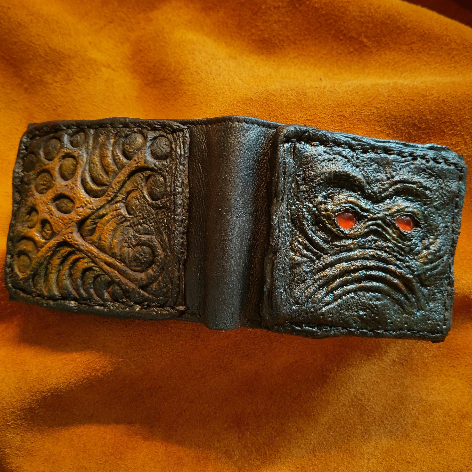 Monster face - Demon red eyes wallet- Necromonicon - Oz - demon eyes - wallet.
