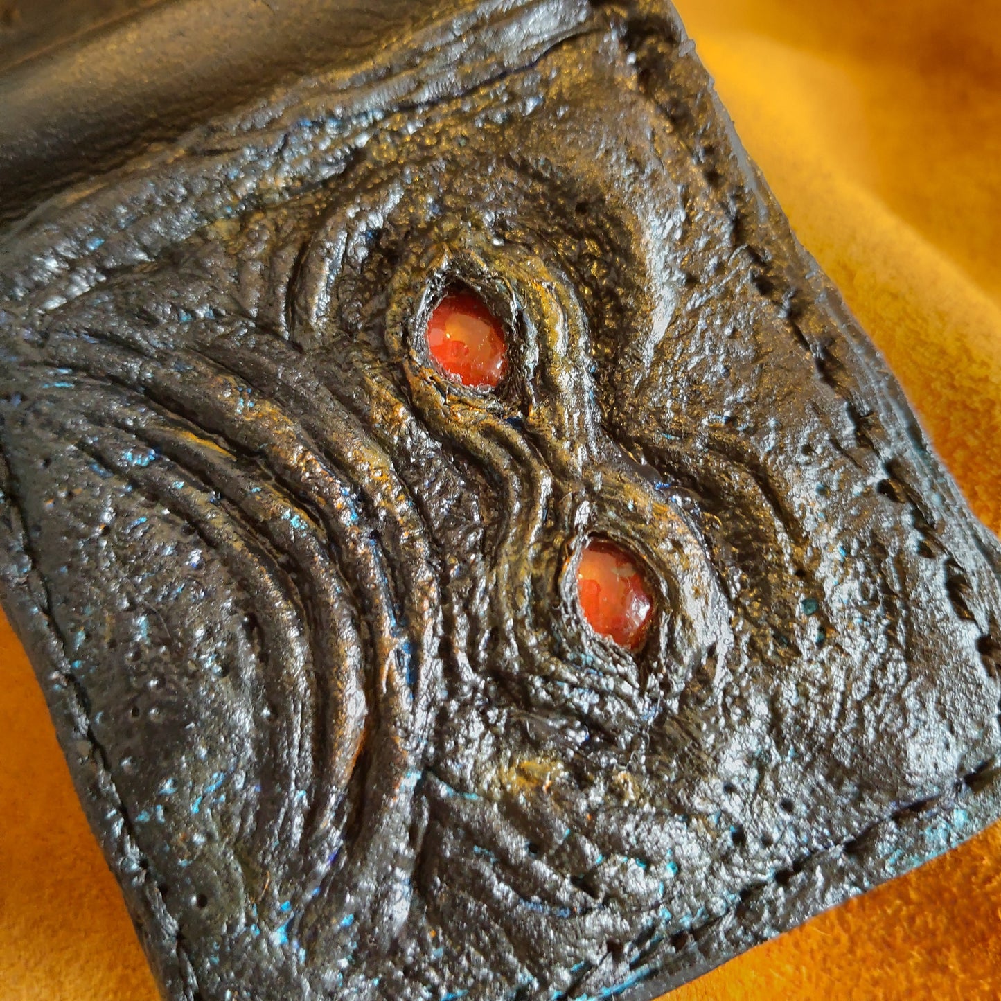 Monster face - Demon red eyes wallet- Necromonicon - Oz - demon eyes - wallet.