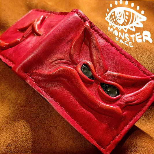 Red Devil Leather wallet- Necromonicon - Oz - demon eyes - wallet.