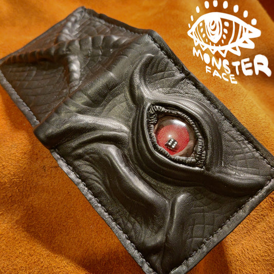 Dice Eye Monster Face - wallet - Necromonicon - demon eyes - Leather wallet.