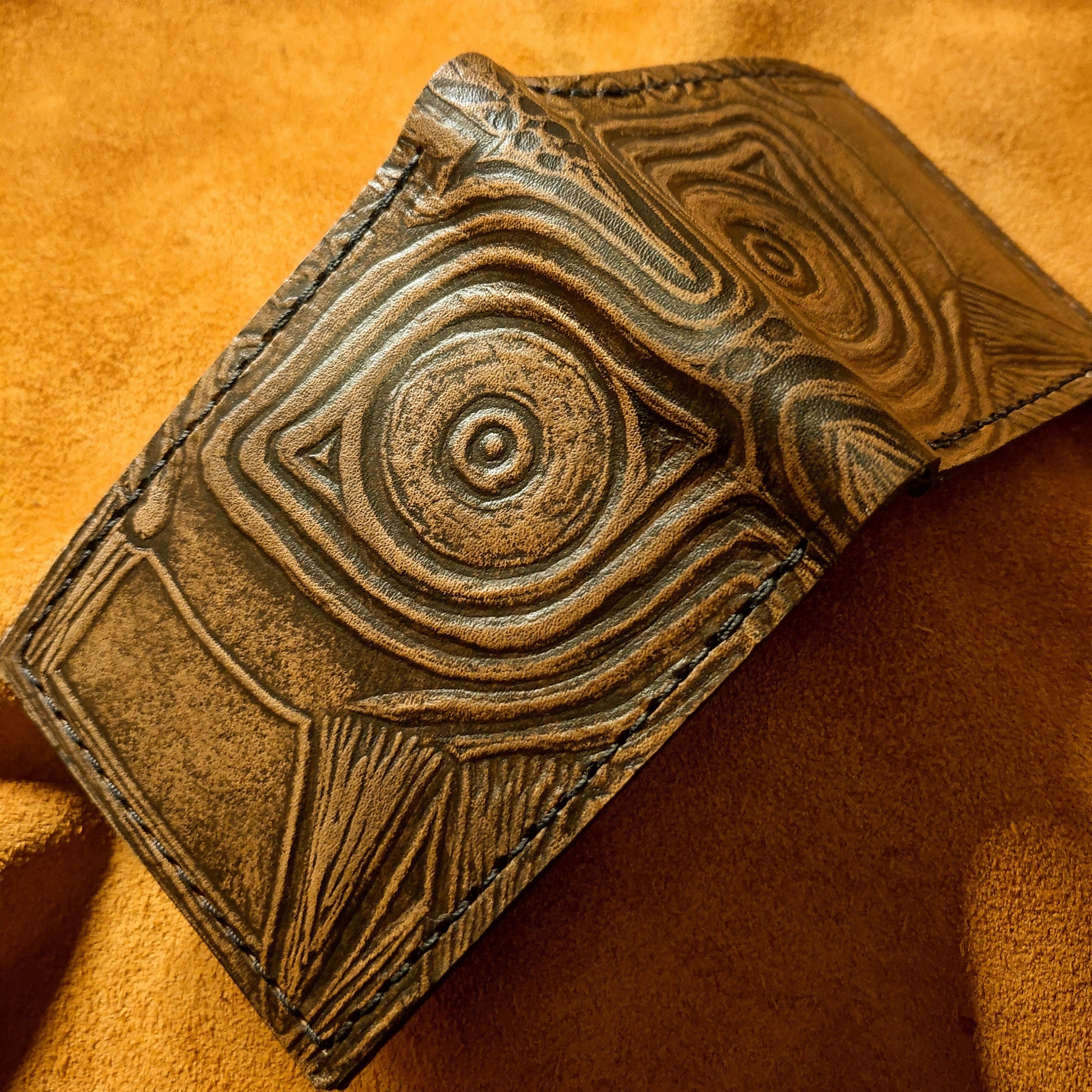 Majoras Mask- Rugged brown - Leather Bifold Wallet - Handcrafted Wallet -