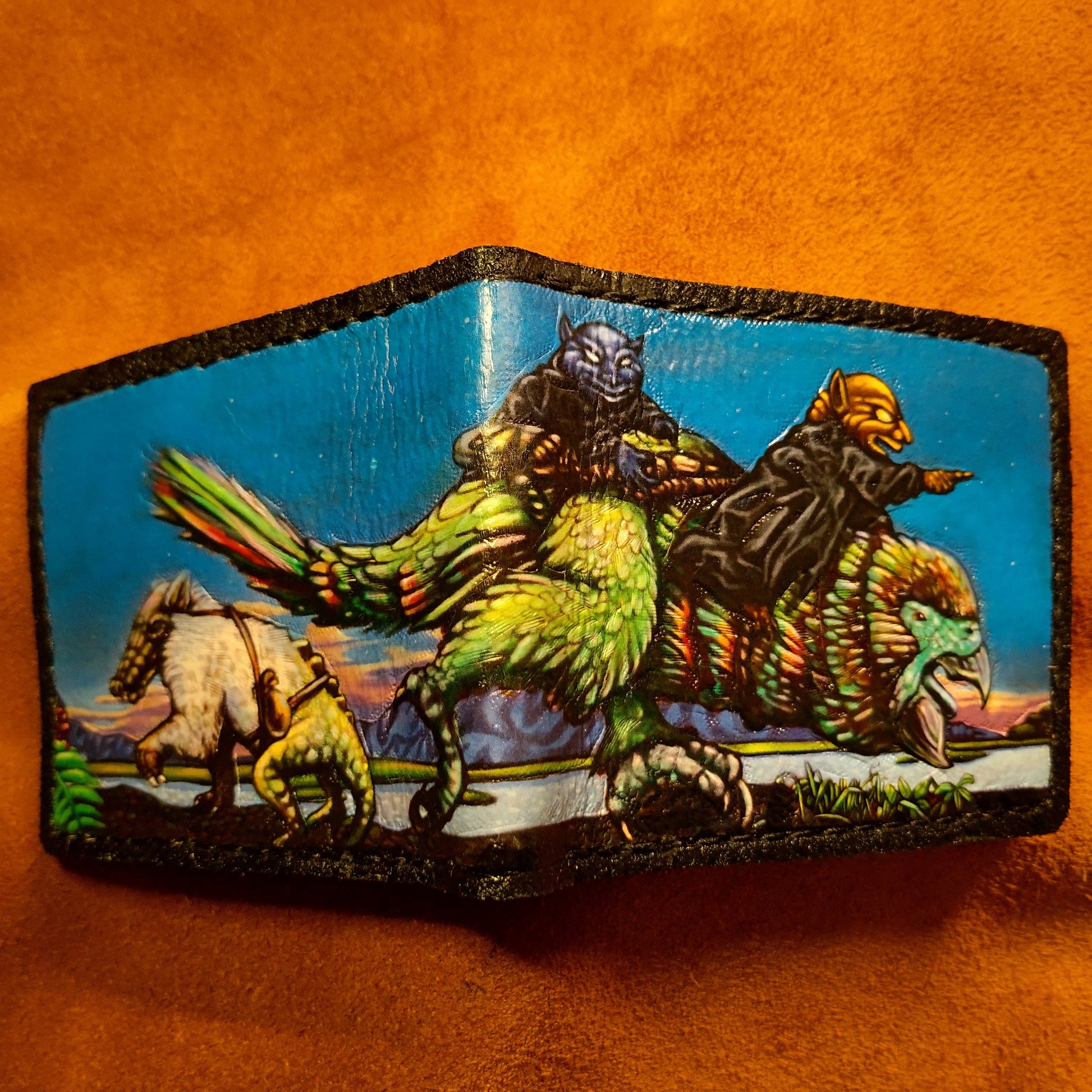Goblin Beakdog riders version 2 - Soft Leather Bifold Wallet - Dwarf Fortress inspired Wallet -