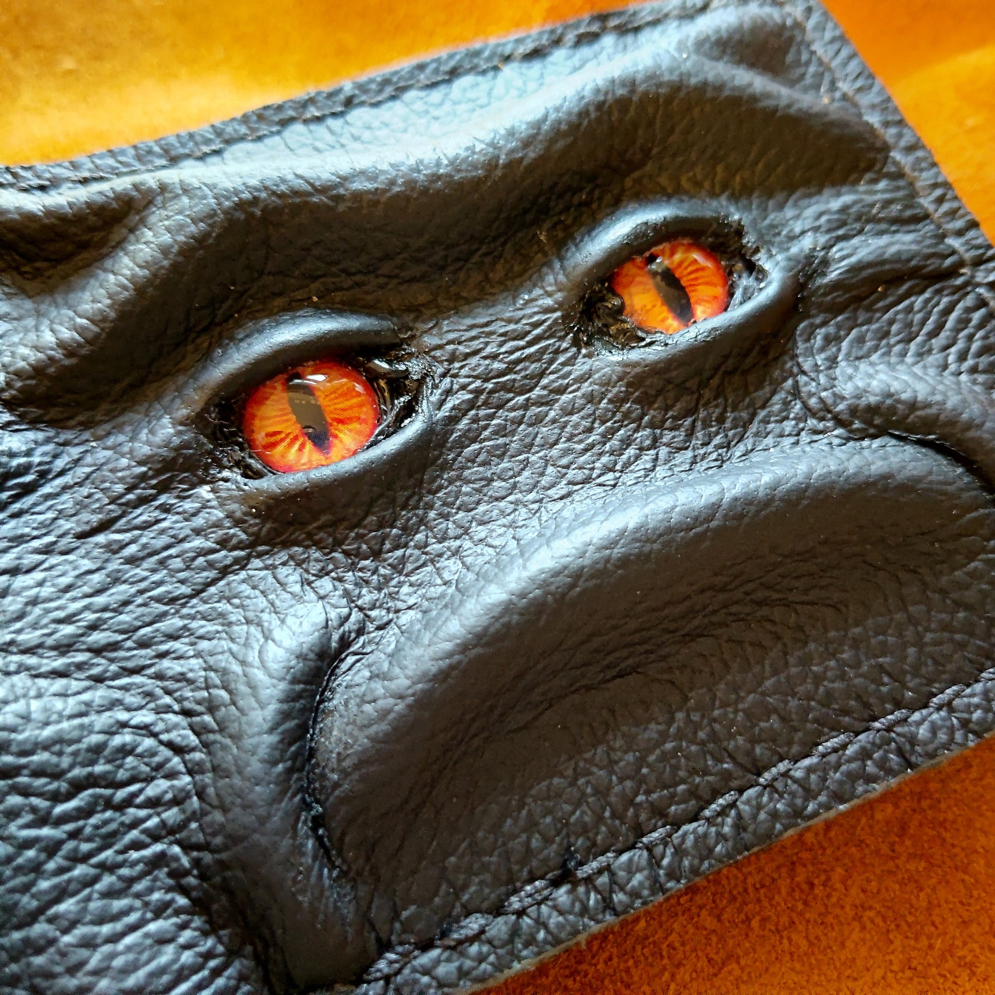 Amber Glum Schmuggle face leather wallet - Necromonicon - demon eyes - Leather wallet.