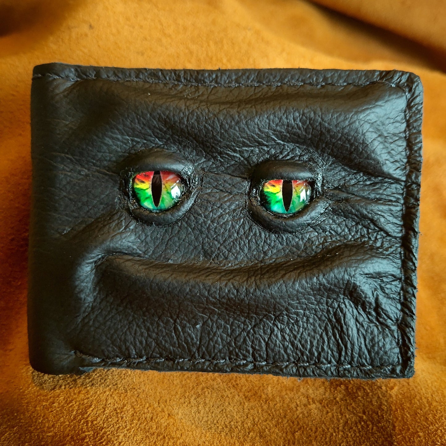 Enderman eyes - Rainbow Eye Shmuggle face - Necromonicon - demon eyes - Leather wallet.