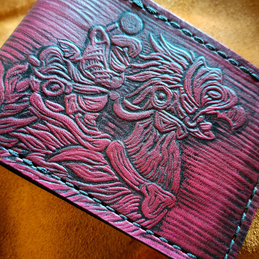 Textured - Chocobo and Rider - Dark Red version - Leather wallet