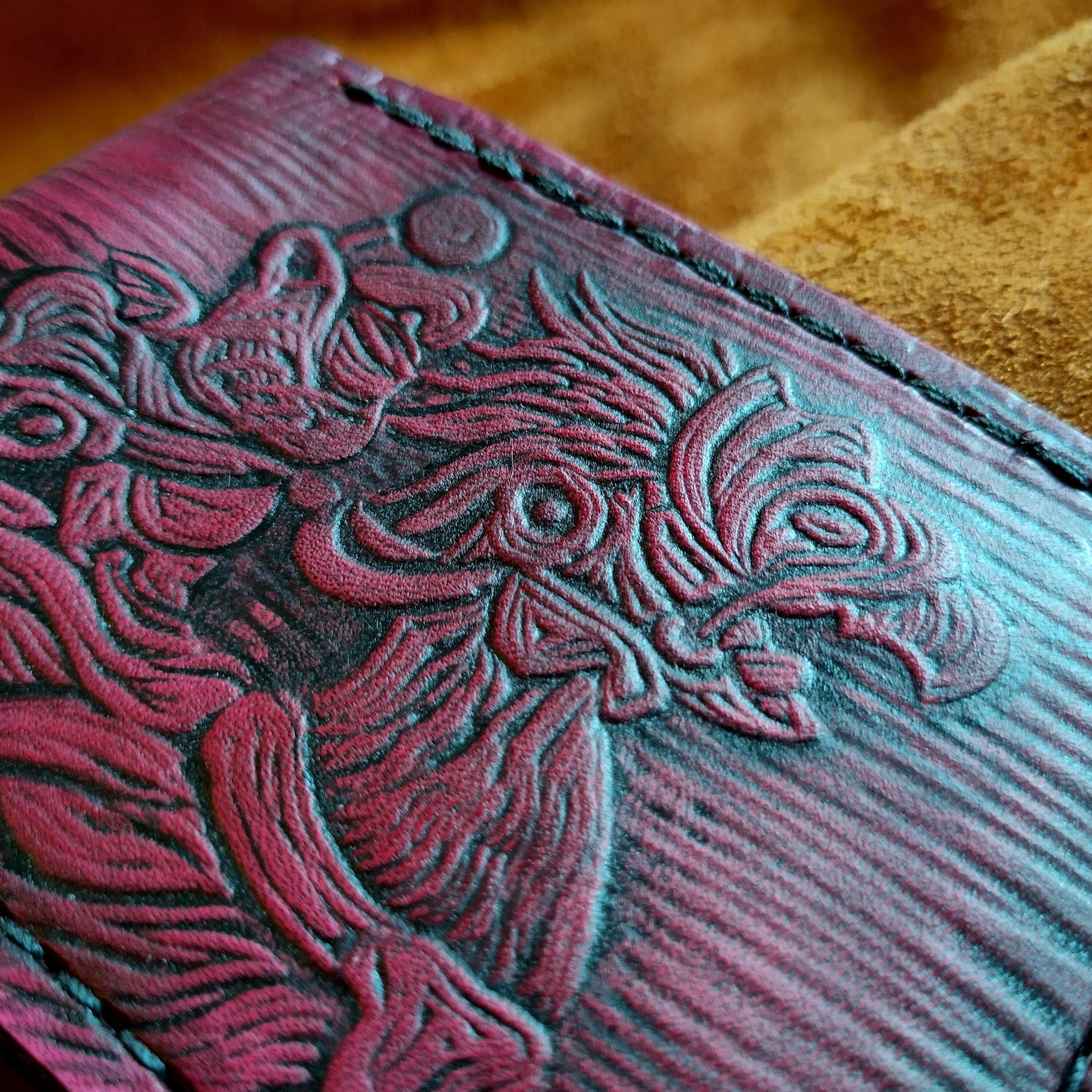 Textured - Chocobo and Rider - Dark Red version - Leather wallet