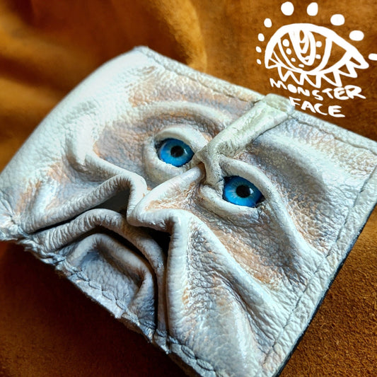 Gnome King - Necromonicon - Oz - demon eyes - monster face - Leather wallet.