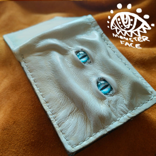 Enderman eyes - Cream Shmuggle face - Necromonicon - Blue eyes - Leather wallet.