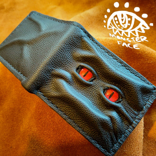 Enderman eyes - Dark brown version - Shmuggle face - Necromonicon - demon eyes - Leather wallet.