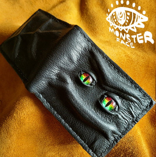 Enderman eyes - Smoother skin Rainbow Eye Shmuggle face - Necromonicon - demon eyes - Leather wallet.