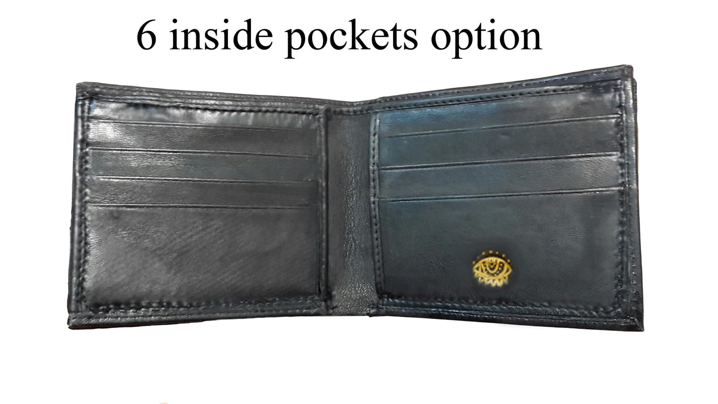 Green eyed monster leather wallet version 2 - Necromonicon - demon eyes - Leather wallet.