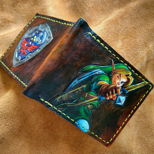 Archer Link leather wallet- Leather Bifold Wallet - Handcrafted Legend of Zelda Wallet - Link Wallet