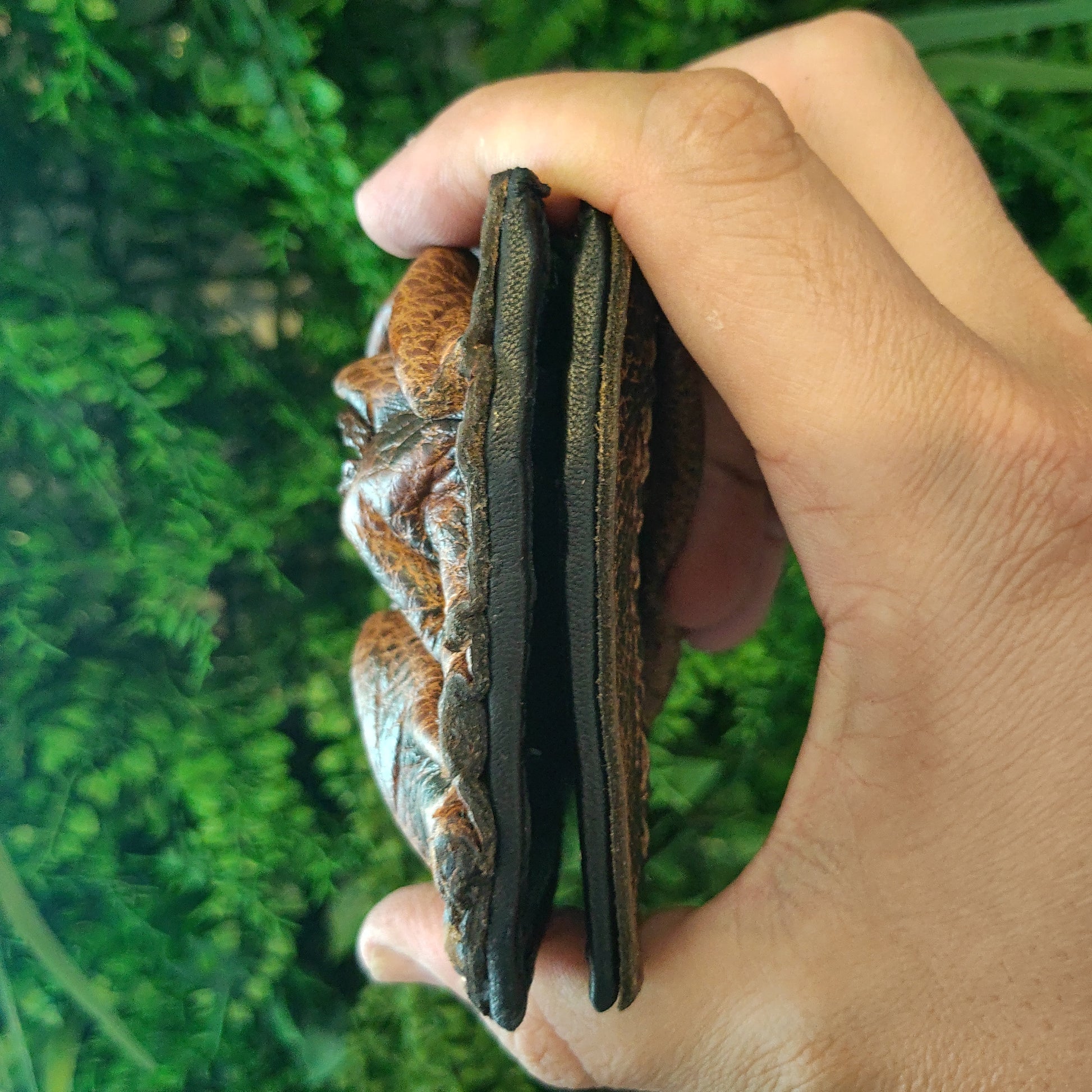 Blinking eye action - monster face - Leather wallet - Necromonicon - demon eyes -