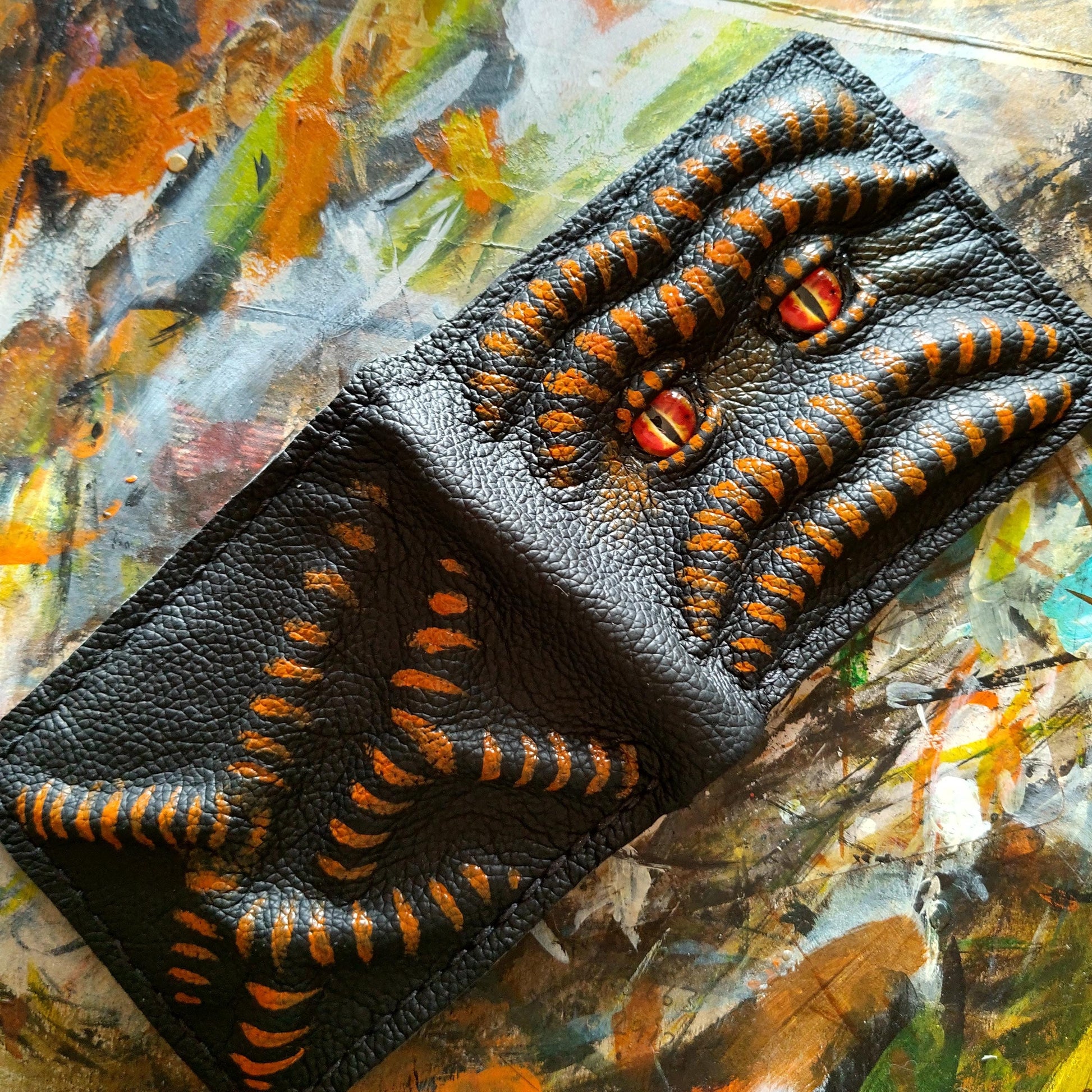 Enderman eyes - Necromonicon - demon eyes - Leather wallet.