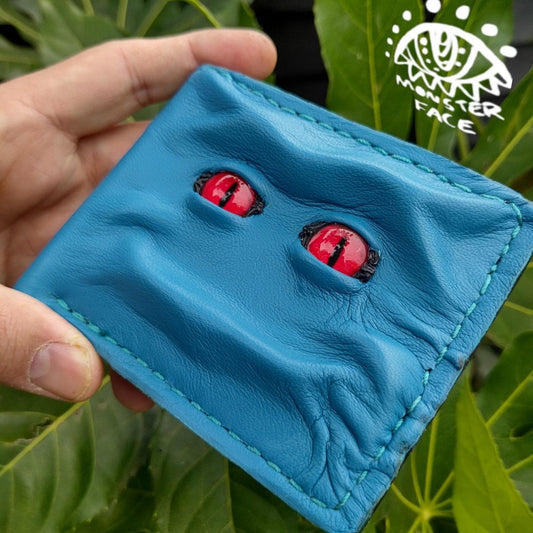 Red eyes - Teal Shmuggle face - Leather wallet