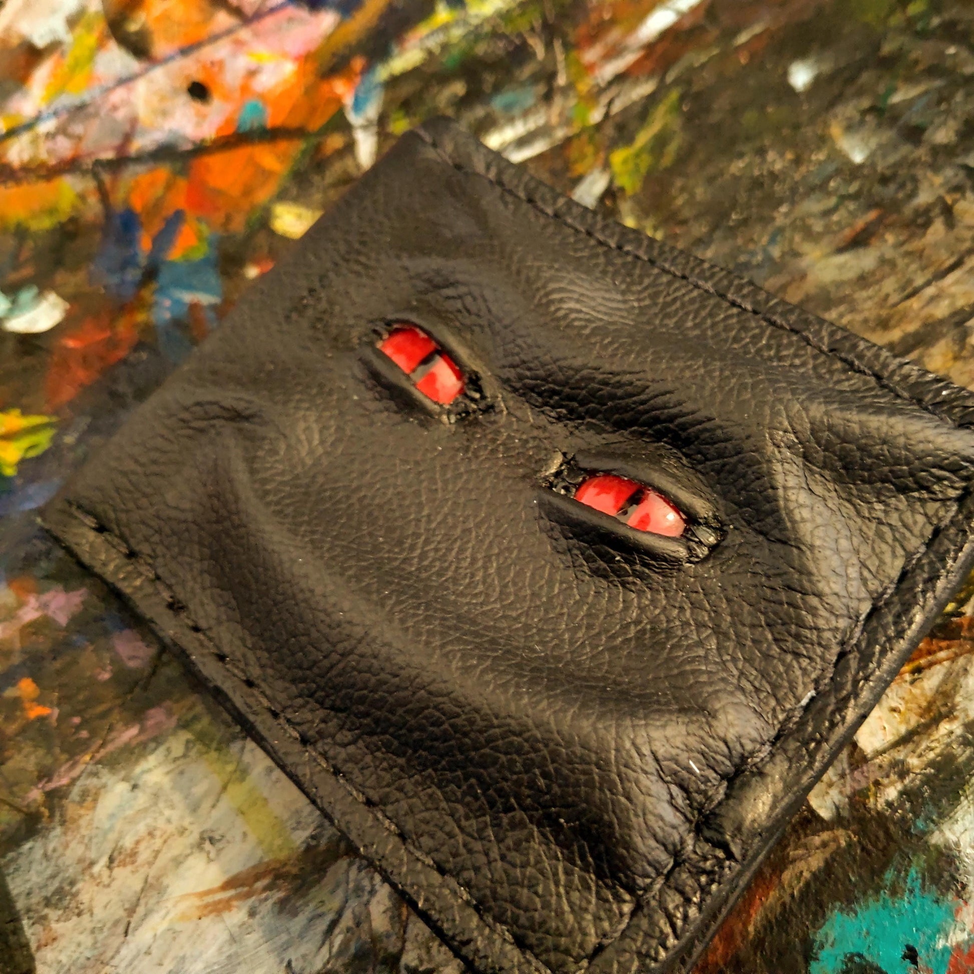 Malicious Schmuggle leather wallet - monster face - enderman - Necromonicon - demon eyes - Leather wallet.