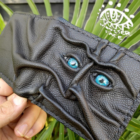 Gnome King - Necromonicon - Gnarled Black version - monster face - Leather wallet.