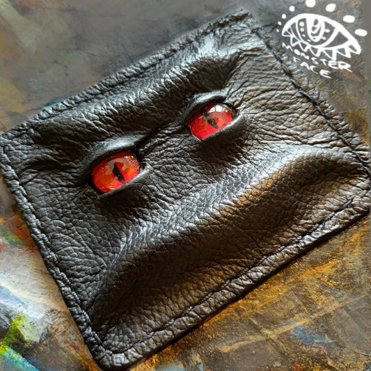 Enderman eyes -Slim card holder wallet - Shmuggle face - Necromonicon - demon eyes - Leather.