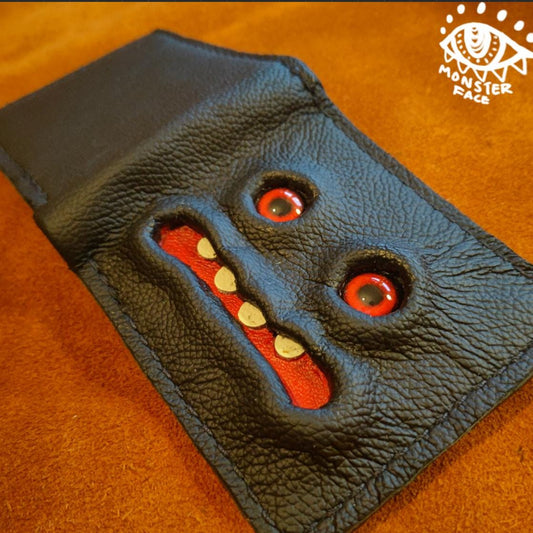 Enderman eyes - Mimic Shmuggle face - Necromonicon - Red eyes - Leather wallet.