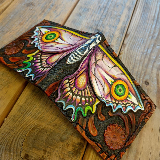 Majoras Ghost Butterfly - Mask leather wallet- Leather Bifold Wallet - Handcrafted Legend of Zelda Wallet - Link Wallet