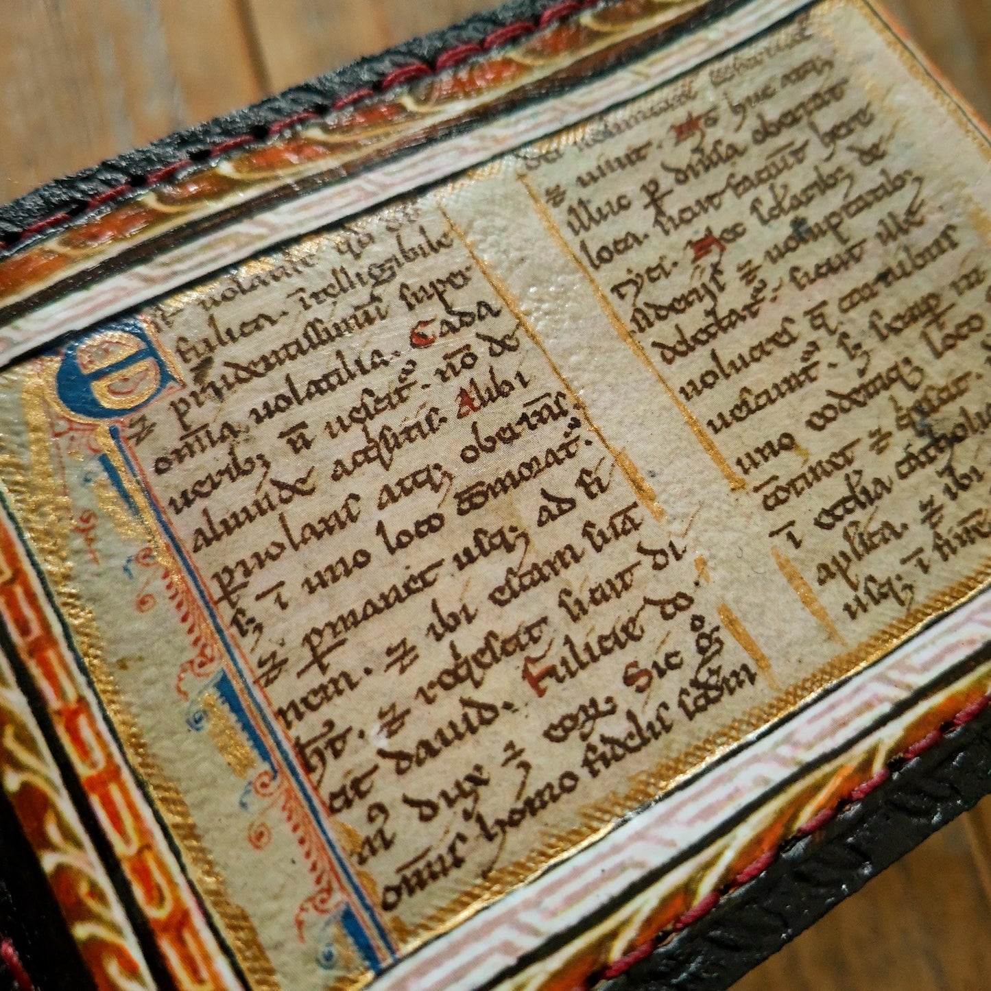 The Coot Marginalia medieval leather wallet- Dark Brown and ivory colour - Leather Bifold Wallet - Handcrafted